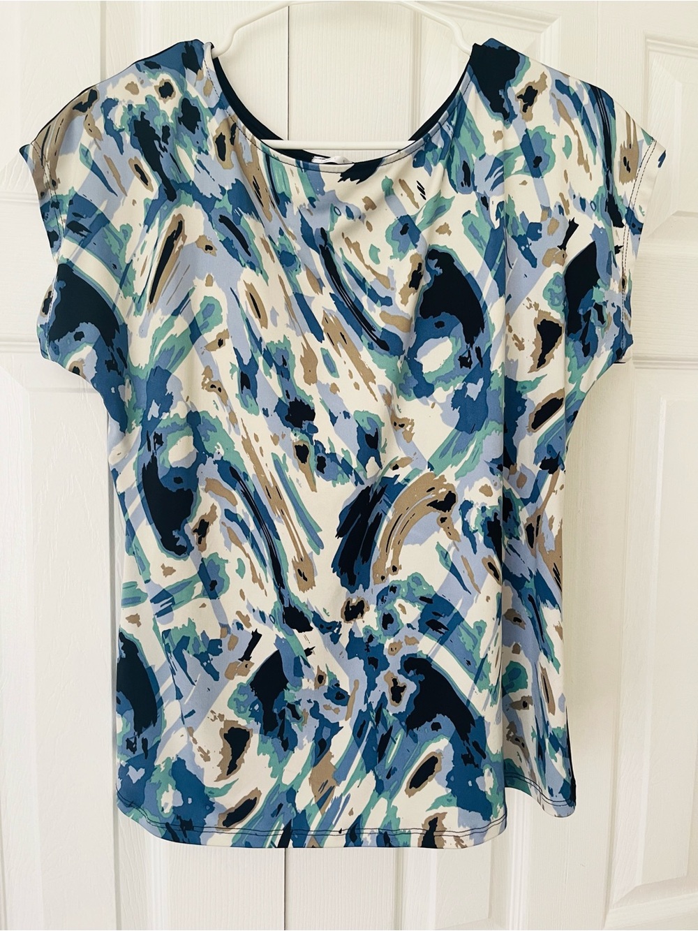 Abstract Brushstroke Short Sleeve Tee - Blue Multitone
